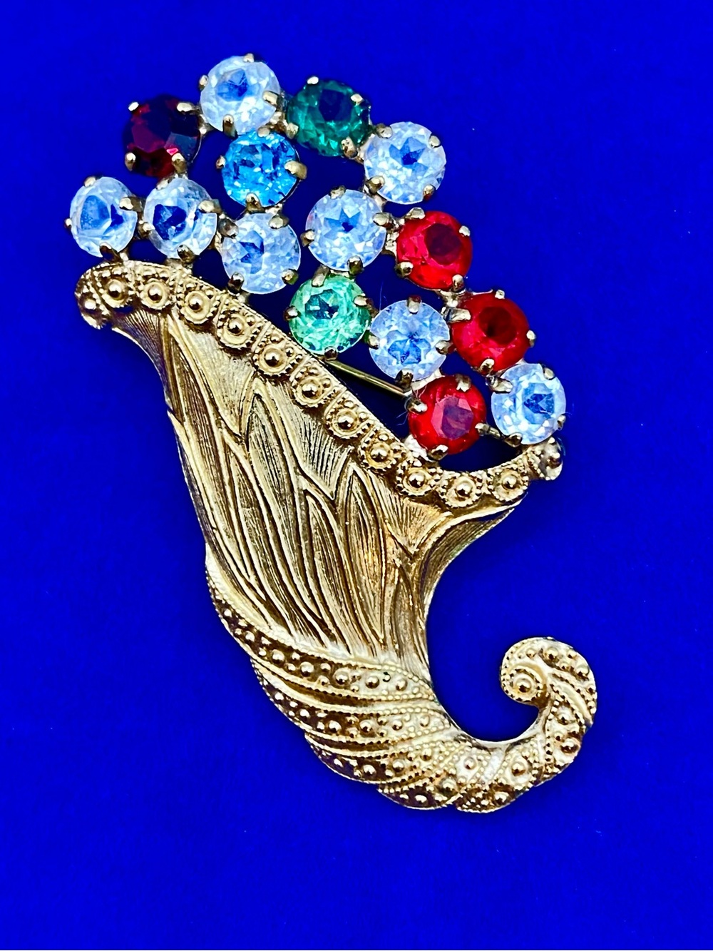 Anthony B. David Gold Tone Cornucopia Brooch